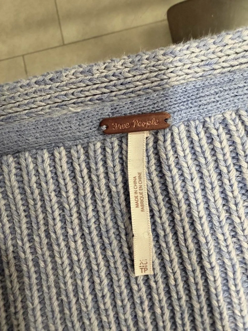 Free People Blue Cotton Cable Knit Sweater XS